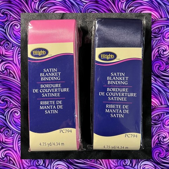 Pink & Navy Satin Blanket Binding - Picture 2 of 5